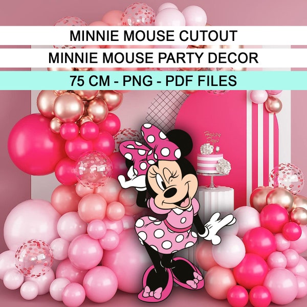 Big Decor Minnie Mouse  CutOut, Decoration Minnie Mouse Theme Birthday, Birthday Party, pink mouse, Digital Download