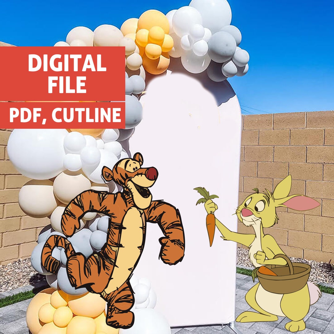 Tigger Rabbit Vector Winnie the Pooh Cutout: Tigger & Rabbit Character File (PDF) - Etsy