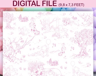 Winnie the Pooh Pink Backdrop Decor (PDF Digital File)