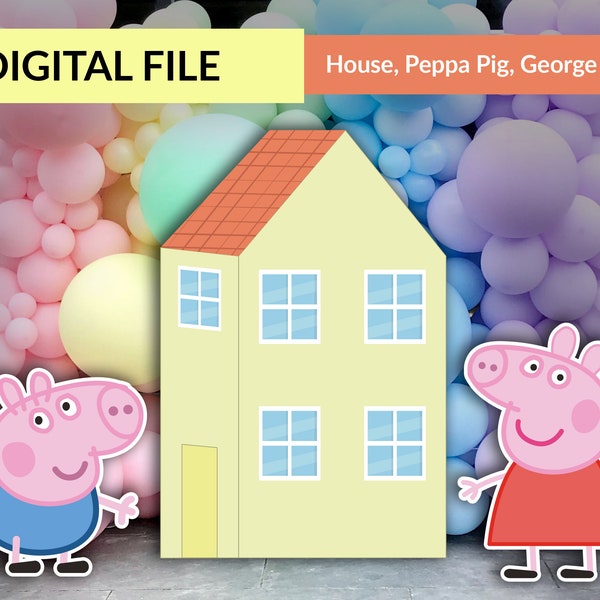 Fichier numérique déco Peppa Pig, Peppa House, fête d'anniversaire Peppa, découpe Peppa et George