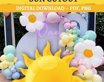 Big Decor Sun, sun cutout, Digital download, summer party, summer birthday