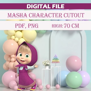 Masha and Bear Big Decor Groovy CutOut, CutOut Decor, Decoration Masha Theme Birthday, Birthday Party, Digital Download