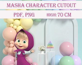 Masha and Bear Big Decor Groovy CutOut, CutOut Decor, Decoration Masha Theme Birthday, Birthday Party, Digital Download