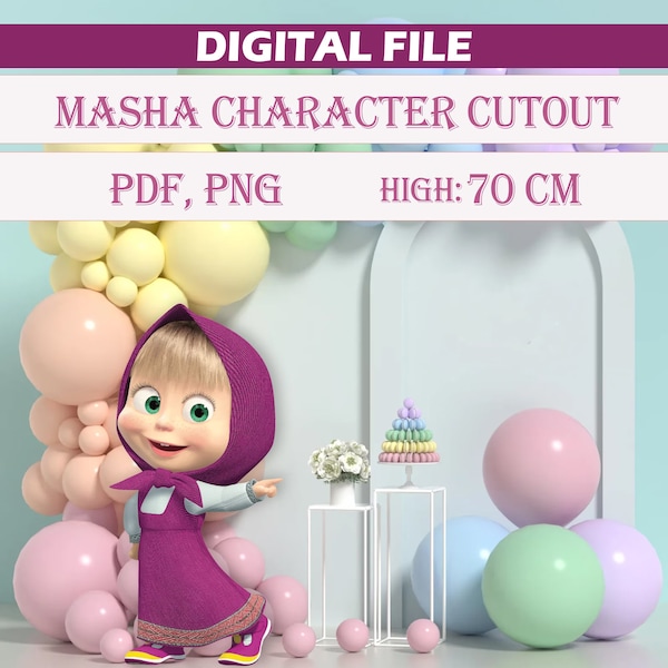 Masha and Bear Big Decor Groovy CutOut, CutOut Decor, Decoration Masha Theme Birthday, Birthday Party, Digital Download