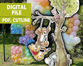 Winnie the Pooh Big decor Tree Cutout: Party Decor Digital Files (PDF, PNG)
