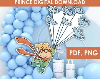 little prince cutout, digital download, prince birthday party, little boy party decor, PDF, PNG, little prince printable