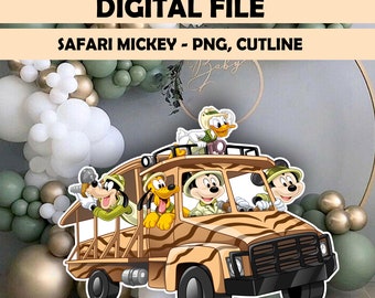 Big Decor Safari Mickey mouse, Digital File Mickey,Cutout mickey, safari theme birthday,