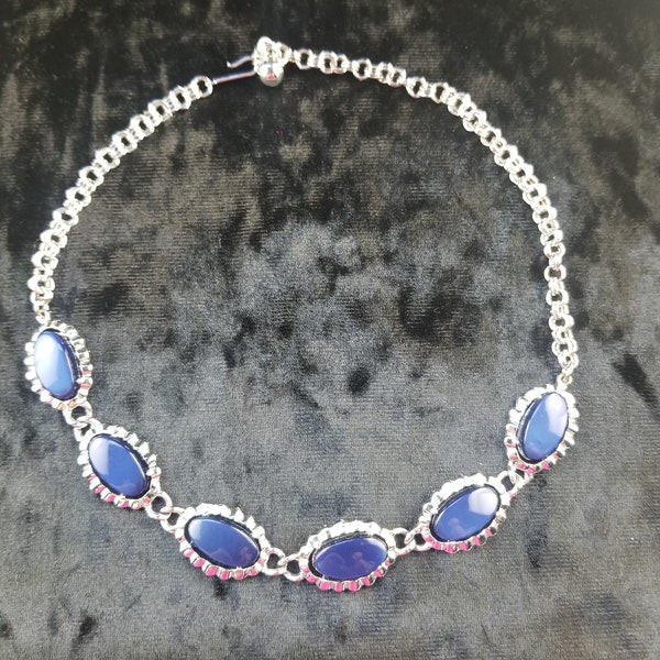 Coro Necklace Vintage Necklace Vintage Silver Tone Coro Necklace with Faux Blue Stones Gift for her