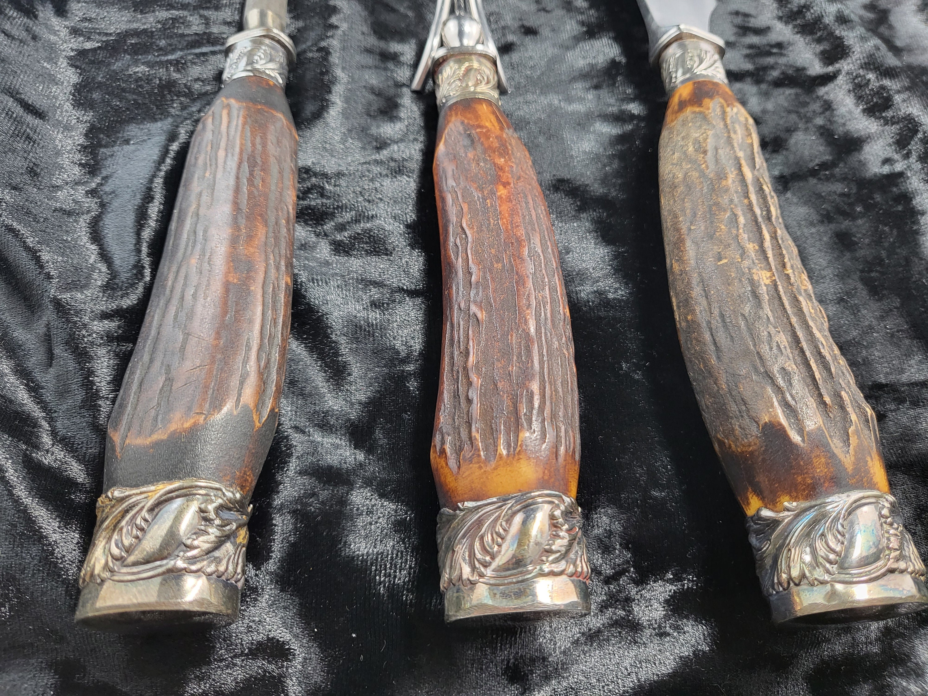 Sheffield Stag Horn Carving Knife Set 3 Piece Stag Horn Etsy