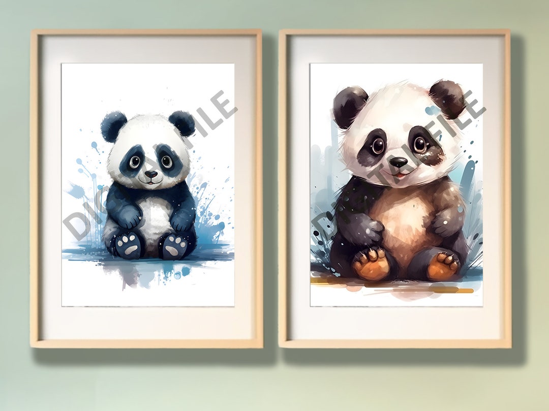 Baby Panda Watercolor Printable Art, Nursery Wall Decor, Baby Animal ...