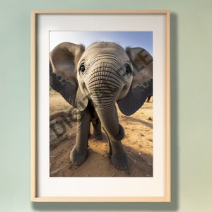 Baby Elephant Printable Wall Art, Nursery Wall Decor, Baby Animal Print, Nursery Art, Animal Lovers Art, Children&#39;s Room Art