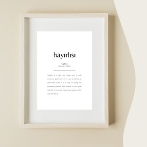Hayirlisi, Turkish sayings, definition, luck and blessings, Turkish sayings to print, download poster, gift, decoration