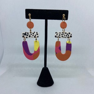 Lava lamp and black & white scenes polymer clay earrings