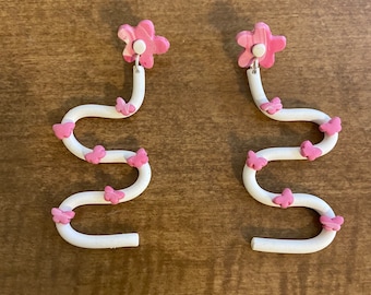 Pink and white butterfly polymer clay earrings