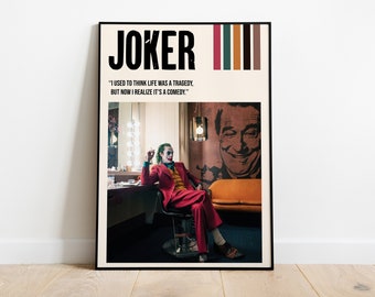 Cartel de la película Joker / Cartel de Joaquin Phoenix / Cartel de la película minimalista / Arte de la pared / Decoración de la pared