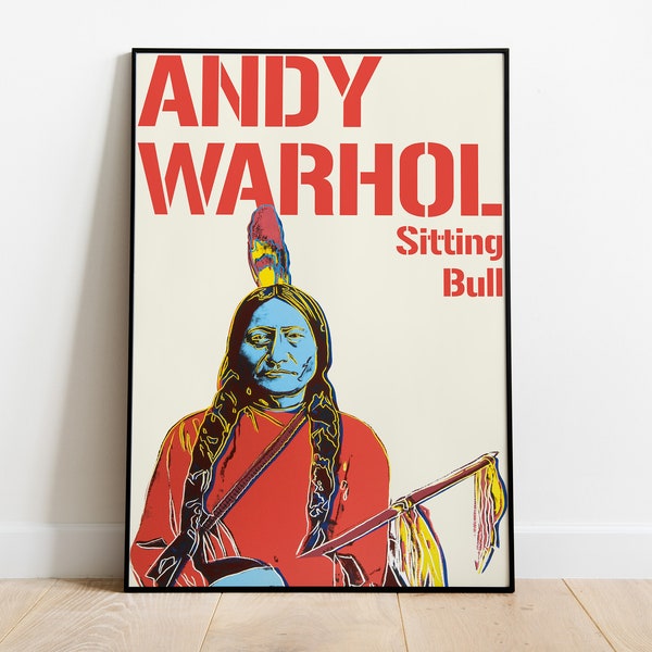 Andy Warhol | Affiche «Taureau assis» | Série Cowboys et Indiens | Art moderne du milieu du siècle | Amérindien | Art mural | Peinture | Décoration murale