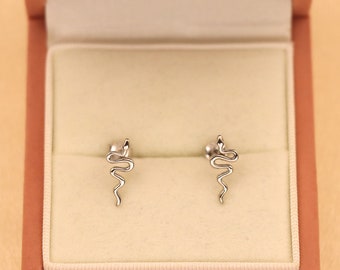 S925 Sterling Silver Unique Snake-Shaped Stud Earrings, Simple Minimalist Hoop earrings