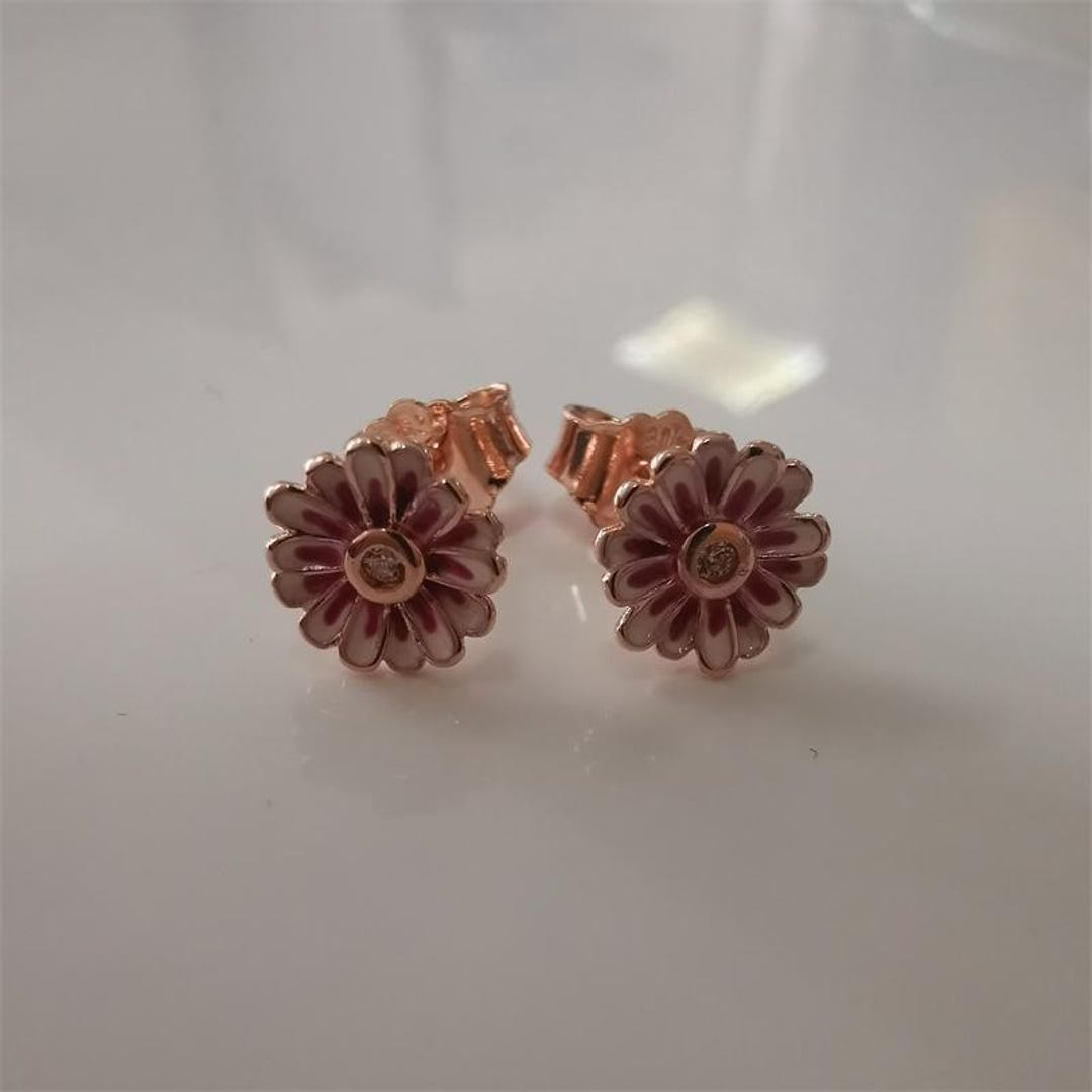 Pandora Rose Pink Daisy Flower Stud Earrings + Gift Pouch - Etsy