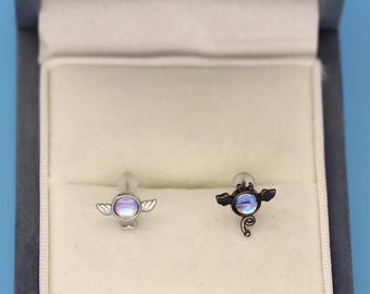 S925 Silver Angel and Demon Earrings Female Gradient earrings female earrings
