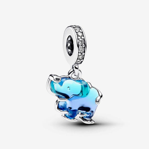 PANDORA エレファント ダングル チャーム パンドラ ブルー ムラーノガラス エレファント ダングルチャーム