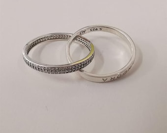 Zilveren Pandora-beloftering, interlock, pave