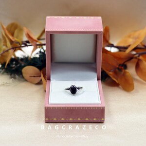 S925 Sterling Silver Vintage Black Agate Ring, Open Ring