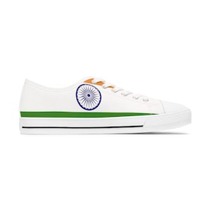 Women&#39;s Low Top Sneakers, India Sneakers, Flag Collection, #10, Series, India, World, Digital, Fashion, Style, Unique
