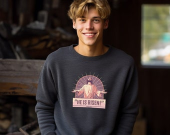 He is Risen, Easter, Christian, Matthew, Unisex Heavy Blend Crewneck Sweatshirt, Mens, Womens, Sport