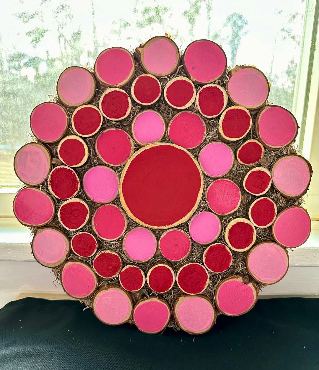 Wood Slice Wall Art Rustic Wall Art Painted Wood Slices Wood Art Gift