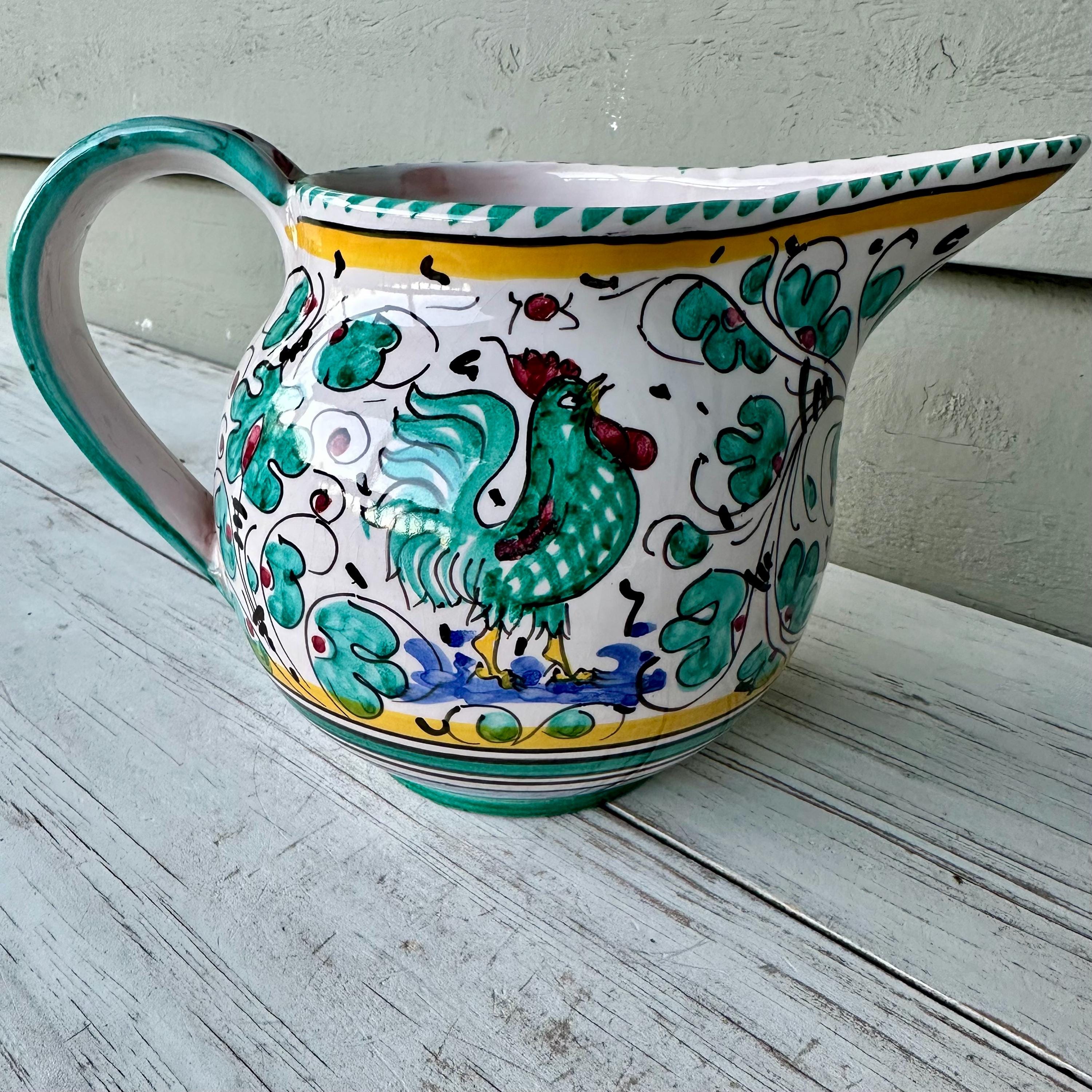 Vintage Italian Deruta Rooster Pitcher by Gialletti - Hand Painted ...