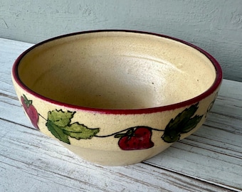 Signed New Harmony Pottery Strawberry Bowl - Vintage Harmony Pottery Strawberry Bowl Signed Sharilyn New Harmony Indiana