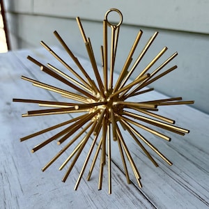 Vintage Gold Starburst Hanging Decor - Mid Century Modern Wrought Iron