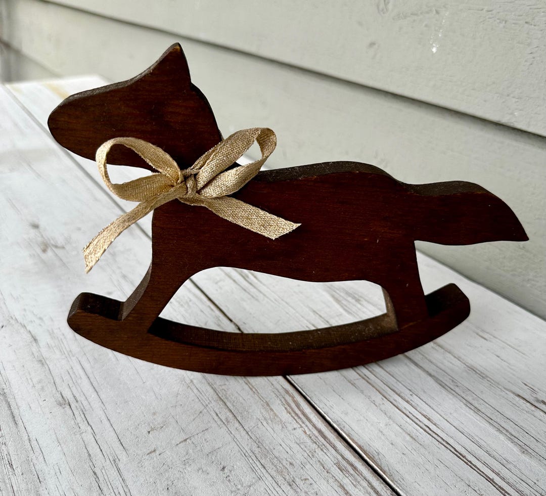 Vintage Primitive Wood Rocking Horse With Bow – Retro Country Decor - Etsy