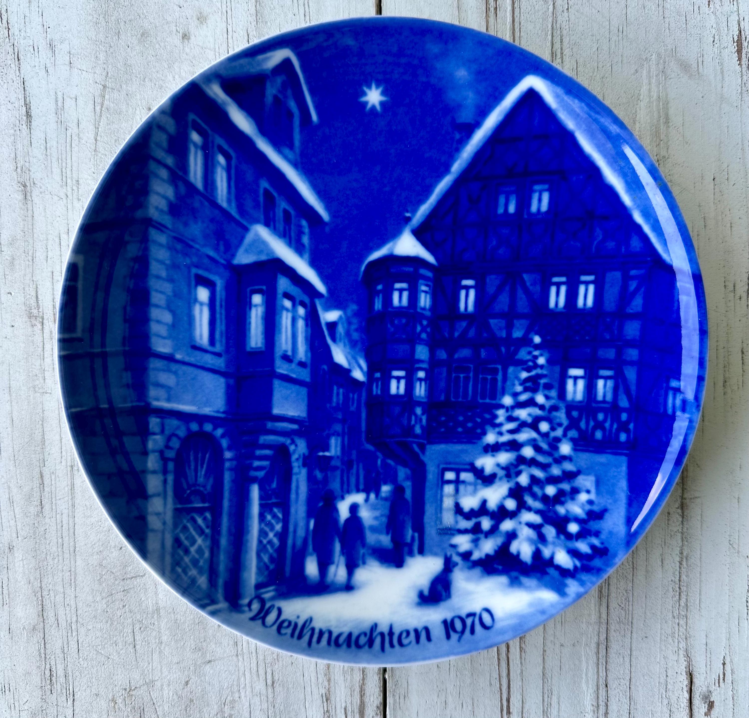German Blue Christmas Plates - Etsy