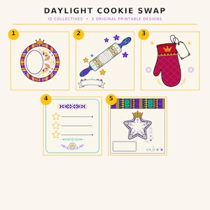 Kit para Festa de Troca de Biscoitos - Tema Afrofuturista de Natal - Etiquetas para Sacolas de Votação - Cartões de Receitas - Conjunto de Festas