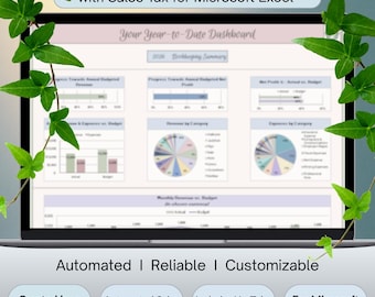 Bookkeeping Template with Sales Tax for Excel | Accounting Spreadsheet | Automated Dashboards I CPA-Designed | Includes 3 Colour Themes