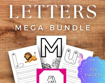 Alphabet Mega Bundle, Montessori Letters, Letter Worksheet Activity for Kids, Alphabet Games, Alphabet Activities, Alphabet Practice,