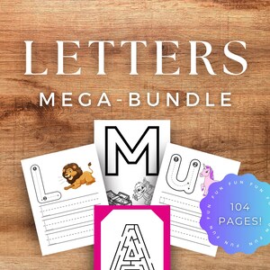 Alphabet Mega Bundle, Montessori Letters, Letter Worksheet Activity for Kids, Alphabet Games, Alphabet Activities, Alphabet Practice,