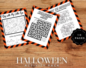 Halloween Printable Activities, Kids Halloween Activity Pack, Halloween Worksheets, Kids Halloween Games