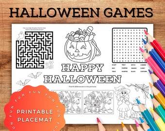 Utskrivbar Halloween-bordstablett, Halloween-temaaktiviteter, Halloween-målning, Utskrivbar barnbordstablett, Bordstablettspel, Utskrivbar aktivitet