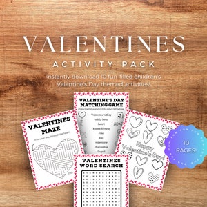 Valentines Themed Games, Kids Valentines Activities, Printable Kids Valentines Games, Valentines Themed Worksheets, Activity Pack for Kids