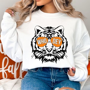 Bluza z okrągłym dekoltem WhoDey, Cincinnati Bengals, Bluza futbolowa Cincinnati, Cincinnati, Bluza futbolowa Sunday, Bengals, Burrow 2023