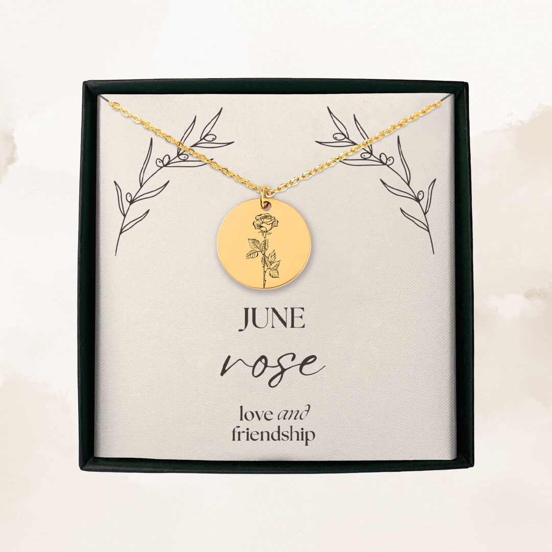 June Birth Flower Necklace, Birth Flower Necklace, Wild Flowers Memorial, Personalized Necklace