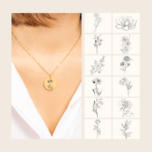 April Birth Flower Necklace, Birth Flower Necklace, Wild Flowers Memorial, Personalized Necklace, Birth Flower Jewelry, Daisy Necklace, BFF