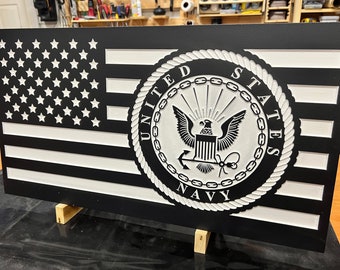 U.S. Flag with Navy Insignia DIGITAL FILES svg , crv , dxf