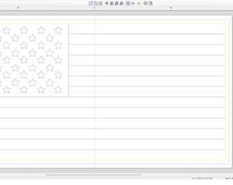 May include: A computer screen displaying a design for an American flag. The flag is made up of red and white stripes with a blue field of stars in the upper left corner. The design is being created in a software program.