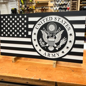U.S. Flag with US Army Insignia DIGITAL FILES svg , crv , dxf