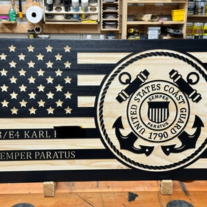 U.S. Flag with Coast Guard DIGITAL FILES for CNC and VCarve Pro svg , crv , dxf