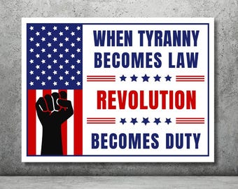 No Kings Boycott -, ANTI Fascism Sign Printable, When TYRANNY Becomes Law Revolution Becomes Duty, Anti Trump, Abolish Ice