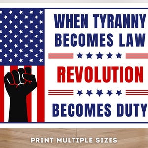 No Kings Boycott -, ANTI Fascism Sign Printable, When TYRANNY Becomes Law Revolution Becomes Duty, Anti Trump, Abolish Ice image 3